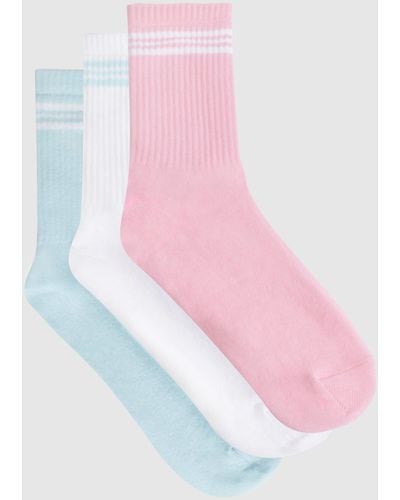 Boohoo Striped Sports Sock 3 Pack - Pink