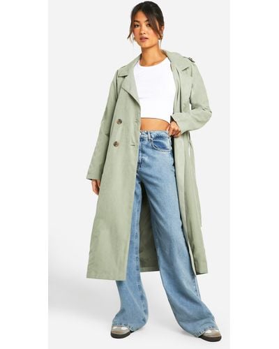 Boohoo Belted Trench Coat - Blue