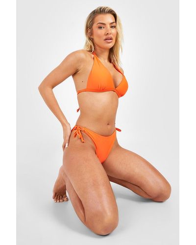 Boohoo Moulded Push Up Triangle Bikini Set - Orange