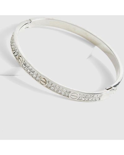 Boohoo Brazalete Con Incrustaciones - Blanco