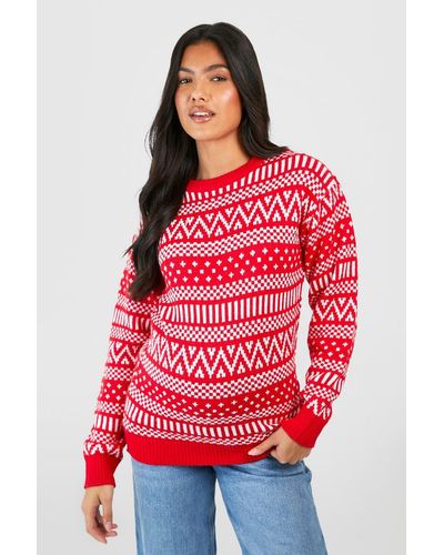 Boohoo Maternity Fairisle Christmas Sweater - Red