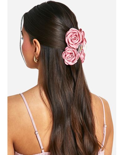 Boohoo Double Flower Claw Clip - Black