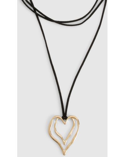 Boohoo Gold Abstract Heart Rope Necklace - Metallic