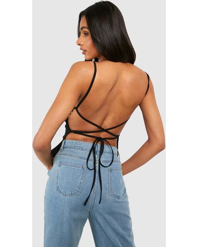Boohoo Tall Bengaline Strappy Open Back Cami - Blue