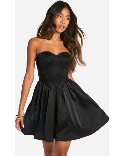 Black satin babydoll dress deals