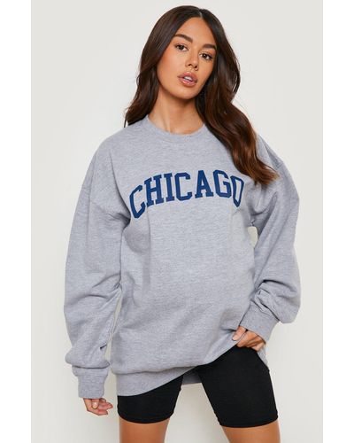 Boohoo Maternity Chicago Oversized Sweatshirt - Gray