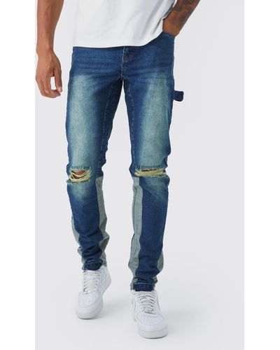 Boohoo Tall Straight Rigid Carpenter Jeans - Blue