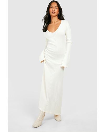 Boohoo Petite Flare Sleeve Midaxi Dress - White