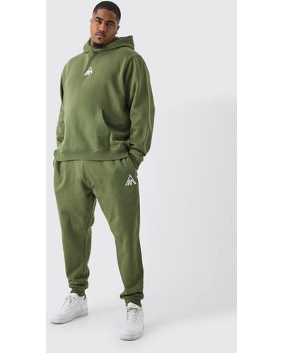 BoohooMAN Plus Man Regular Fit Hooded Tracksuit - Green
