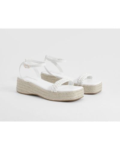 Boohoo Double Plait Flatform Sandals - White