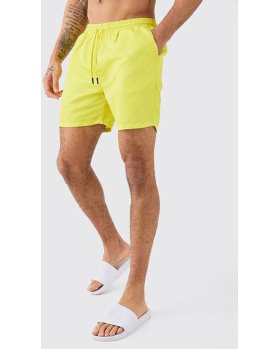 Boohoo Mid Length Limited Edition Swim Short - Yellow