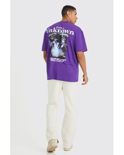 BoohooMAN Oversized Unknown Graphic T-shirt & Jogger Set - Purple