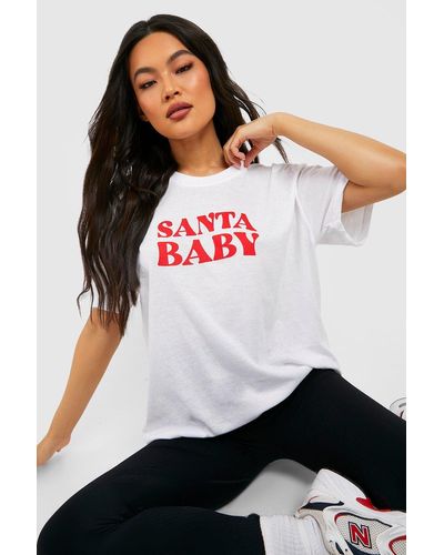 Boohoo Santa Baby Oversized Christmas T-shirt - White