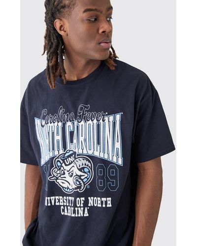 BoohooMAN Oversized North Carolina License T-shirt - Blue