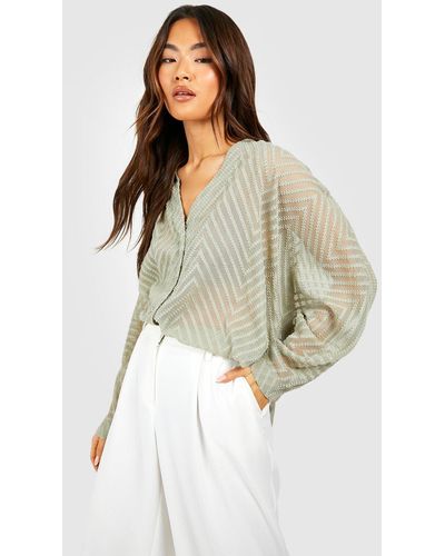 Boohoo Textured Relaxed Fit Volume Sleeve Blouse - Multicolor