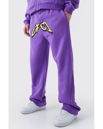 BoohooMAN Relaxed Satin Ofcl Gusset Jogger - Lila