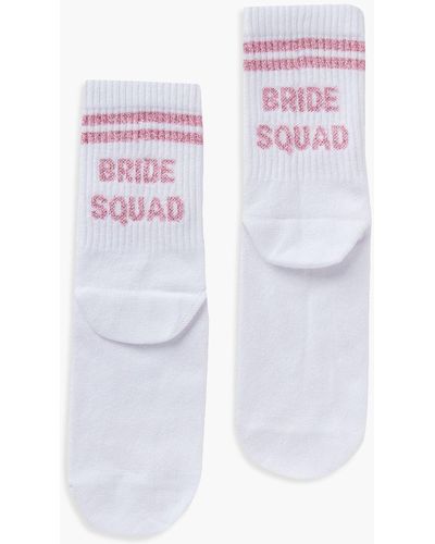 Boohoo Calcetines Con Eslogan Bride Squad - Blanco