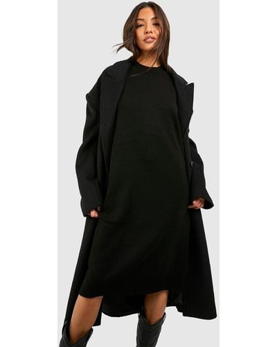 Boohoo Fine Gauge Midi Sweater Dress - Black