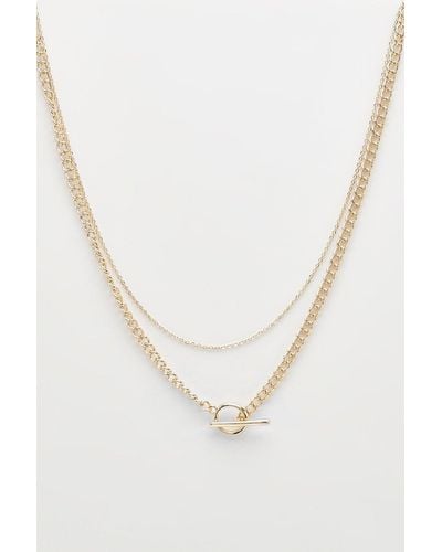 Boohoo Gold Chain Link T-bar Necklace - White