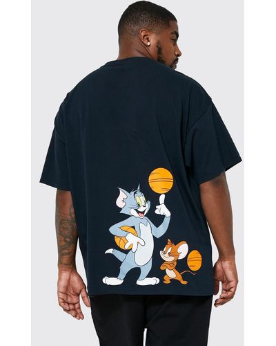 Boohoo Camiseta Plus De Baloncesto Con Estampado De Tom Y Jerry - Negro