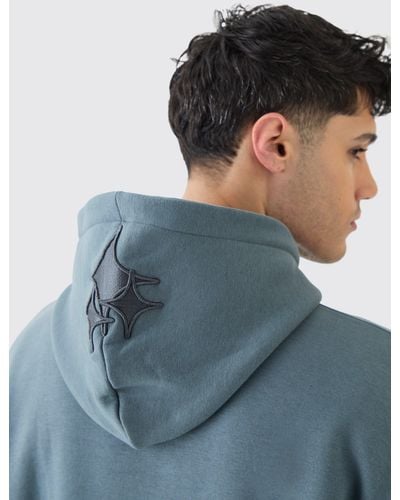 BoohooMAN Oversized 3d Star Embroidered Hood Hoodie - Multicolor