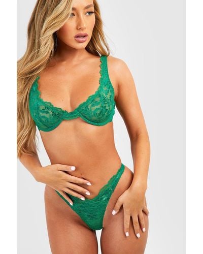 Green Lingerie and panty sets for Women