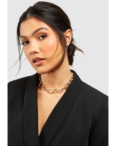 Boohoo Heart Link Necklace - Black