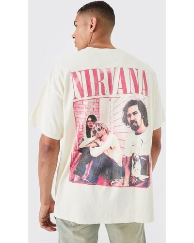 Boohoo Oversized Fit Nirvana Wash License T-shirt - Pink