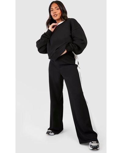 Side Stripe High Waisted Crepe Trousers