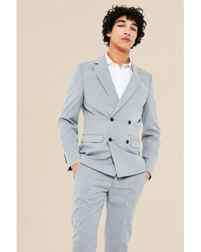 BoohooMAN Skinny Single Breasted Suit Jacket - Blue