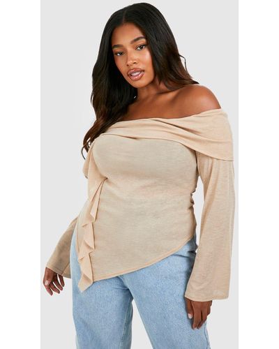 Plus Size Ruffle Sleeve Tops for Women - Up to 72% off