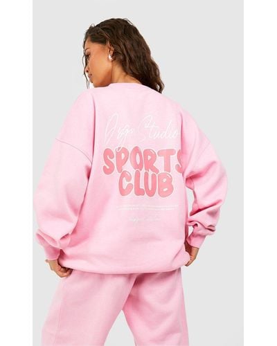 Boohoo Dsgn Studio Sports Bubble Slogan Oversized Sweatshirt - Pink