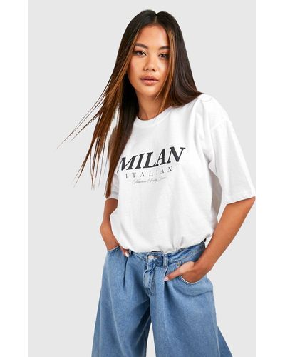 Boohoo Milan Printed Oversized T-shirt - White