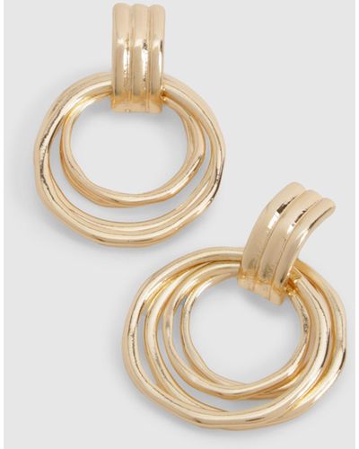 Boohoo Double Ring Drop Earrings - Metallic