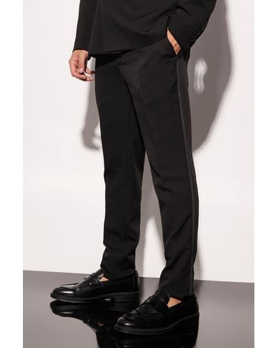 BoohooMAN Skinny Tuxedo Suit Trouser - Black
