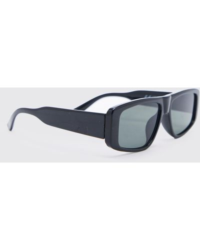 Boohoo Flat Top Rectangular Sunglasses - Black