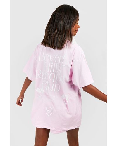 Boohoo Racquet Club Back Print Oversized T-shirt - Pink