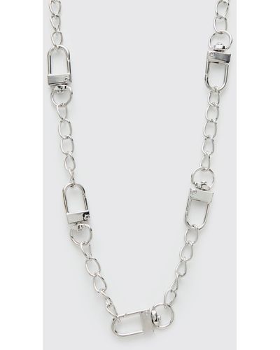BoohooMAN Clasp Chain Necklace - White
