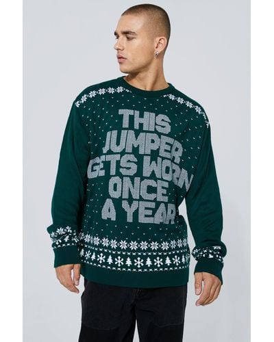 Boohoo Once A Year Christmas Sweater - Green