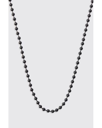 BoohooMAN Metal Beaded Chain Necklace In Black - Schwarz