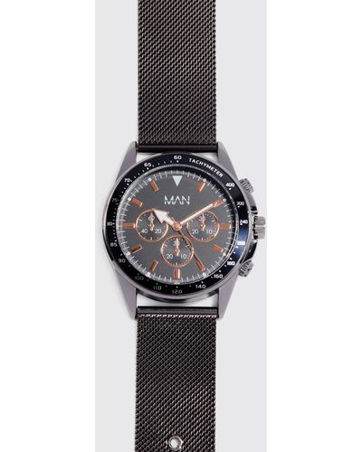 BoohooMAN Original Man Uhr mit Mesh-Armband - Schwarz