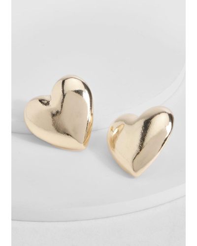 Boohoo Heart Stud Earrings - Natural