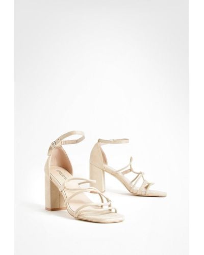 Boohoo Wide Fit Strappy Block Heeled Sandals - White