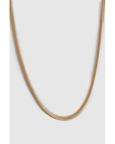 Boohoo Delicate Gold Flat Snake Chain Necklace - White