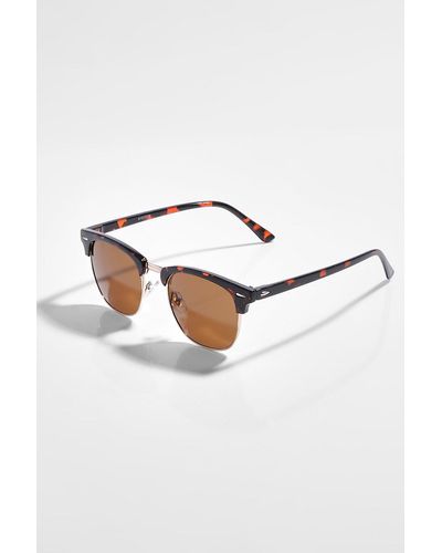 Boohoo Classic Square Top Tortoiseshell Sunglasses - Brown