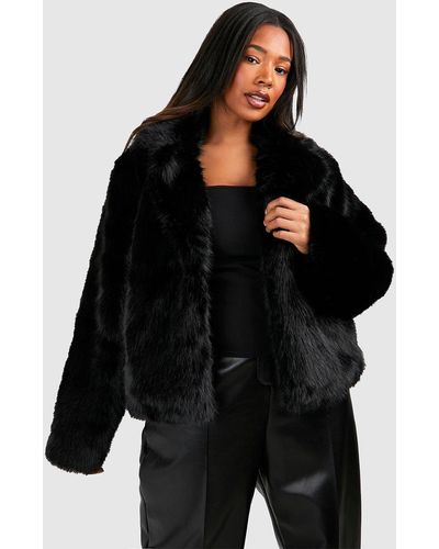 Boohoo Plus Premium Faux Fur Coat - Black