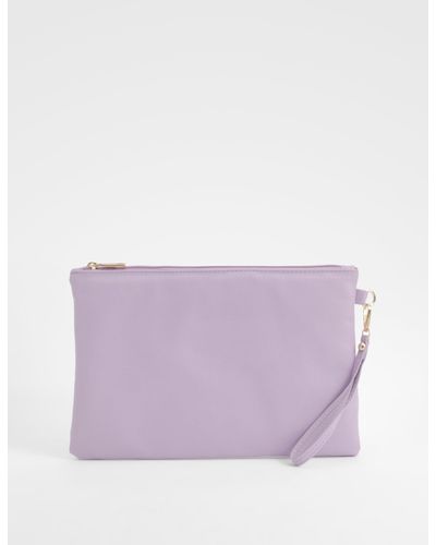 Boohoo Lilac Zip Top Clutch Bag - Purple