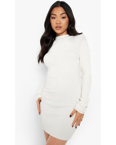 Boohoo Recycled Petite Roll Neck Sweater Dress - Multicolor