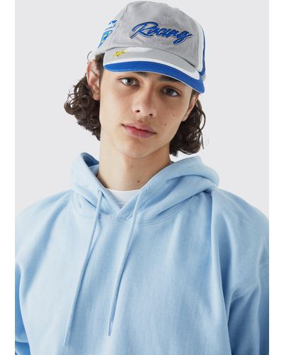 BoohooMAN Moto Badge Washed Cap - Blue