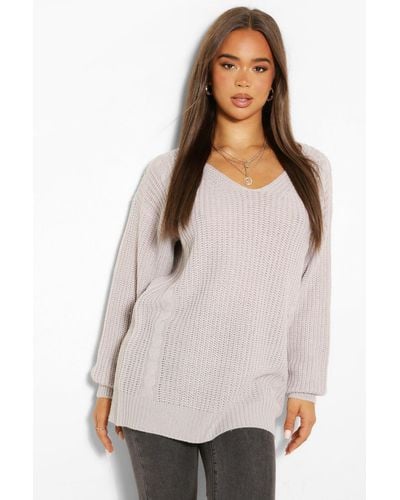 Boohoo V Neck Oversized Sweater - Pink